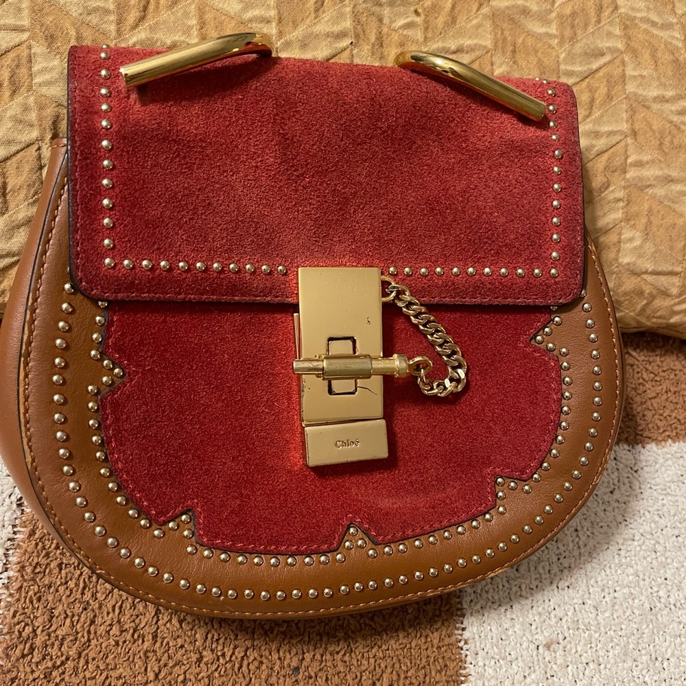 Chic Red and Brown Crossbody Bag